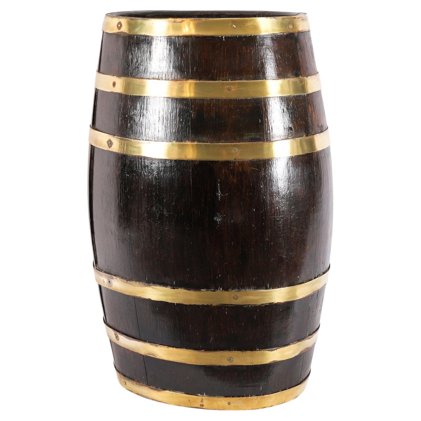 Antike Oval Messing Bound Barrel Regenschirm Stick Stand 19. Jahrhundert