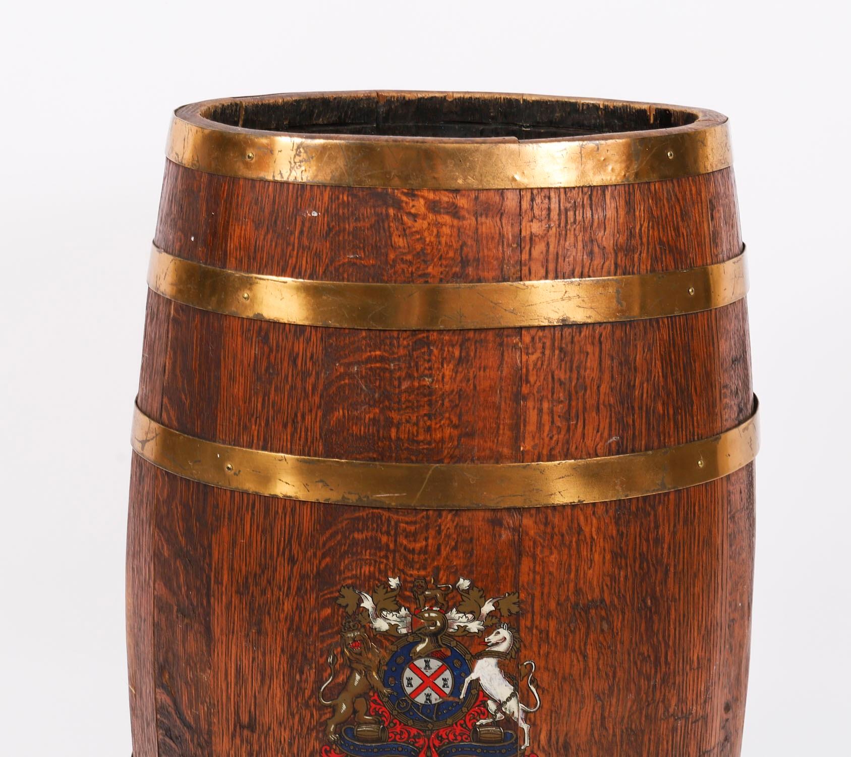 Antike Oval Messing Bound Barrel Umbrella Stick Stand C1810 19th Century im Zustand „Gut“ im Angebot in London, GB