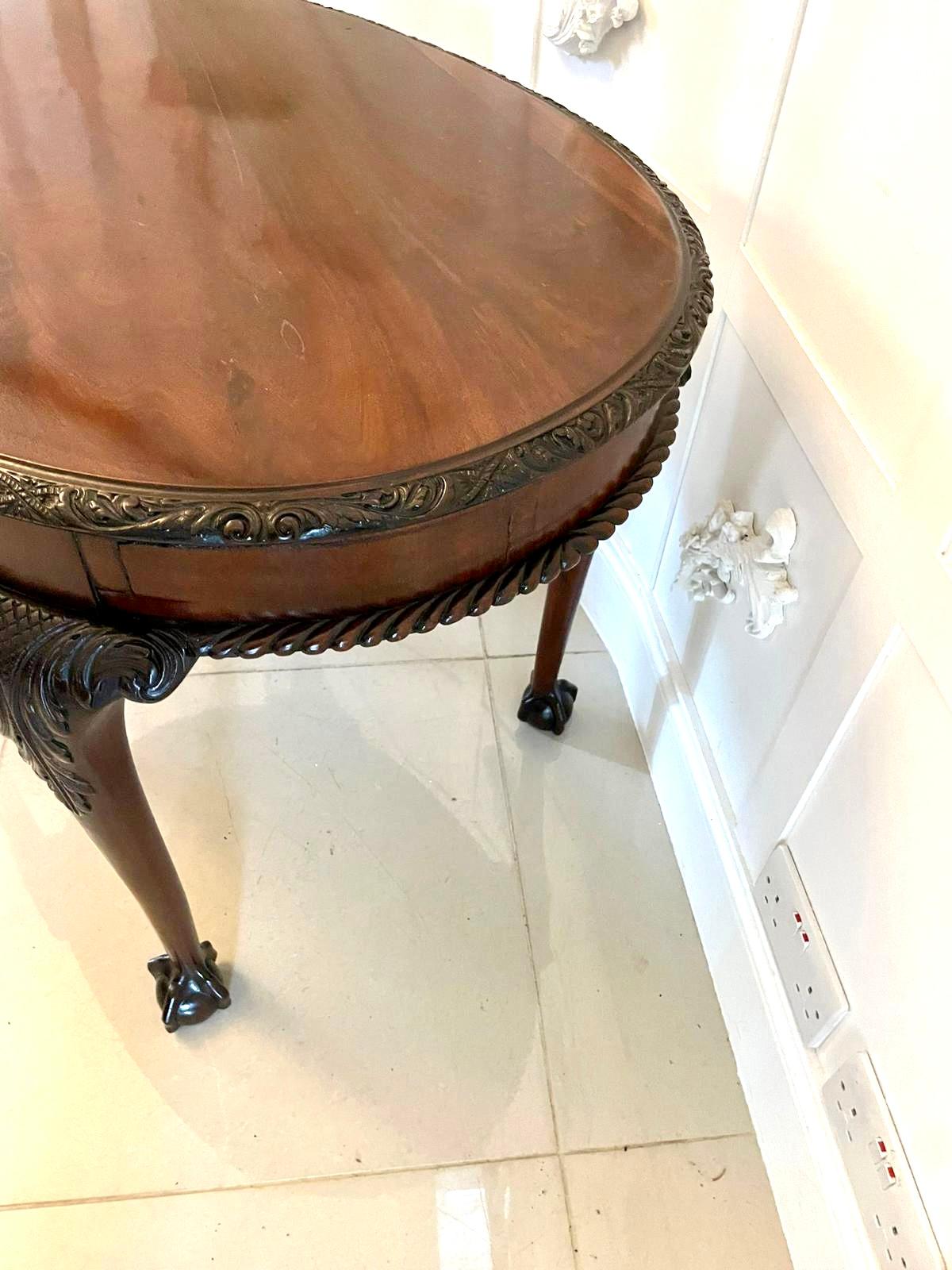 English Antique Oval Carved Mahogany Centre Table For Sale