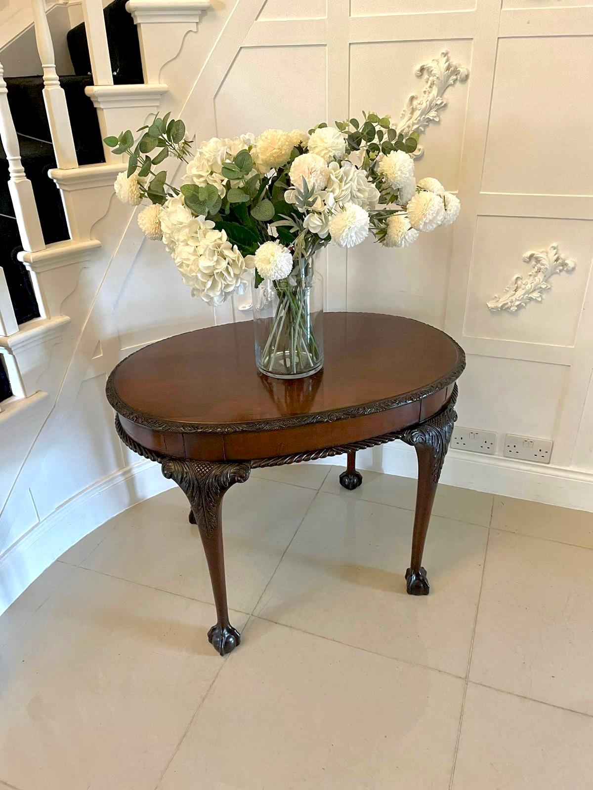Antique Oval Carved Mahogany Centre Table In Good Condition For Sale In Suffolk, GB