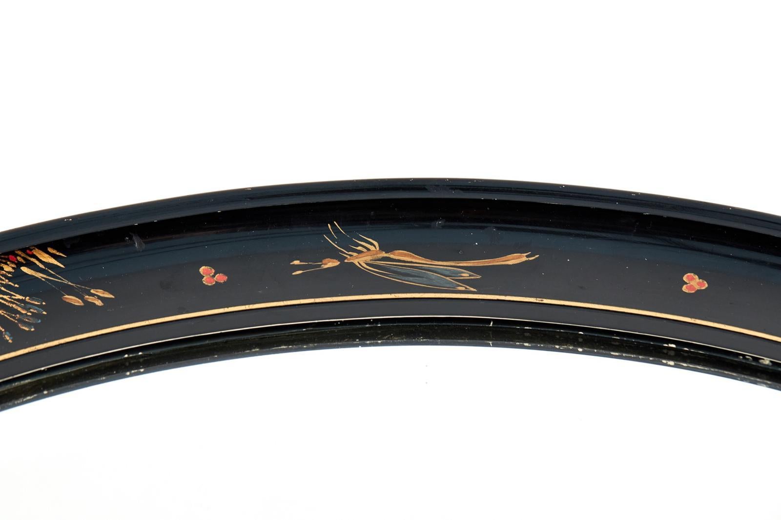 Antique Oval Chinoiserie Wall Mirror In Good Condition In Ipswich, GB