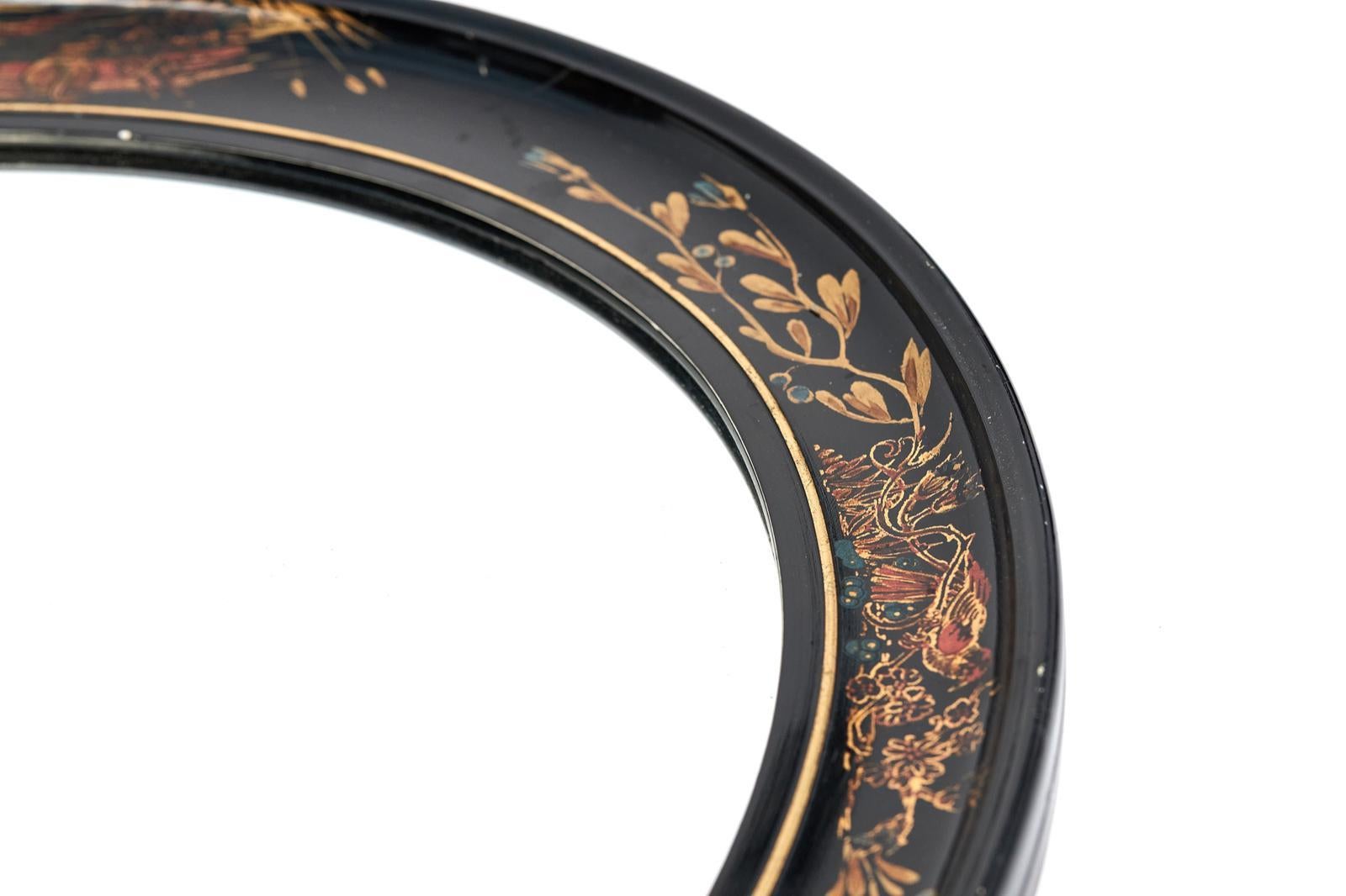 Glass Antique Oval Chinoiserie Wall Mirror