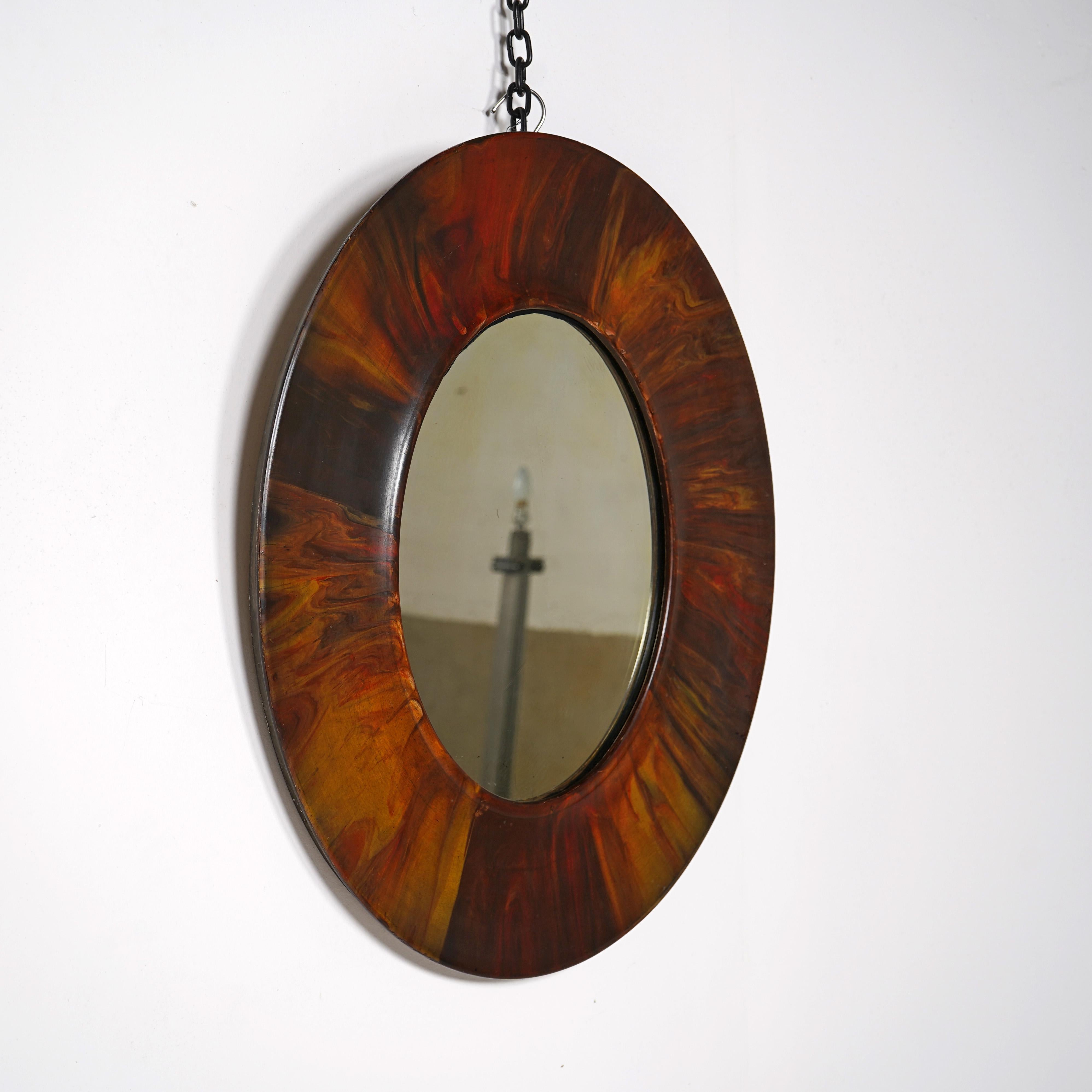 Britannique Antique miroir ovale à cadre peint coloré en vente