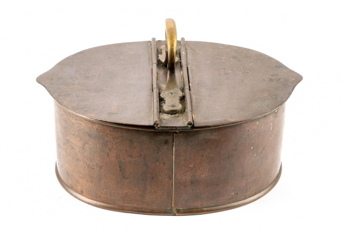 Brass Antique Oval Copper Storage Bin For Sale