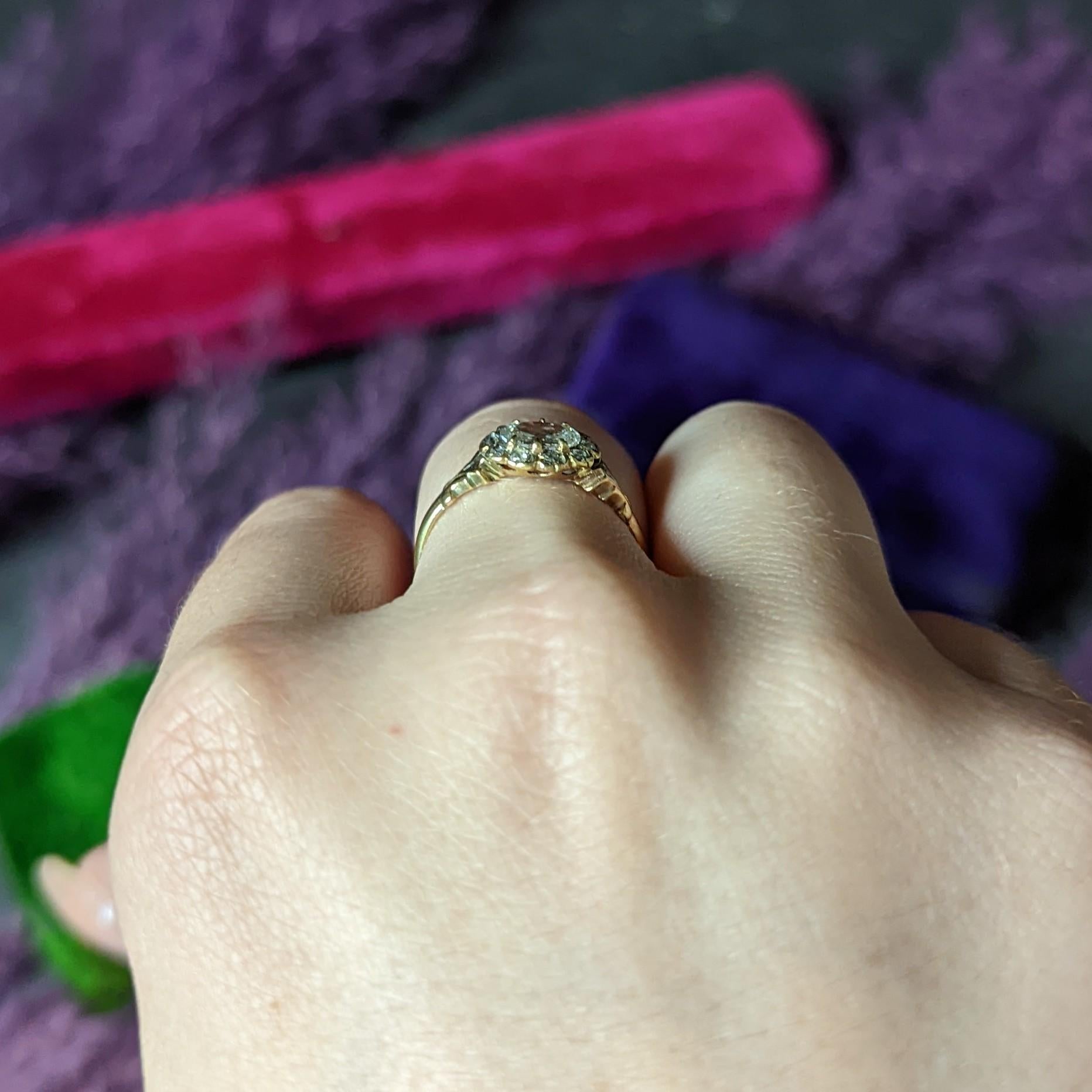 Antique Oval Cut Diamond 14 Karat Yellow Gold Engagement Ring 7
