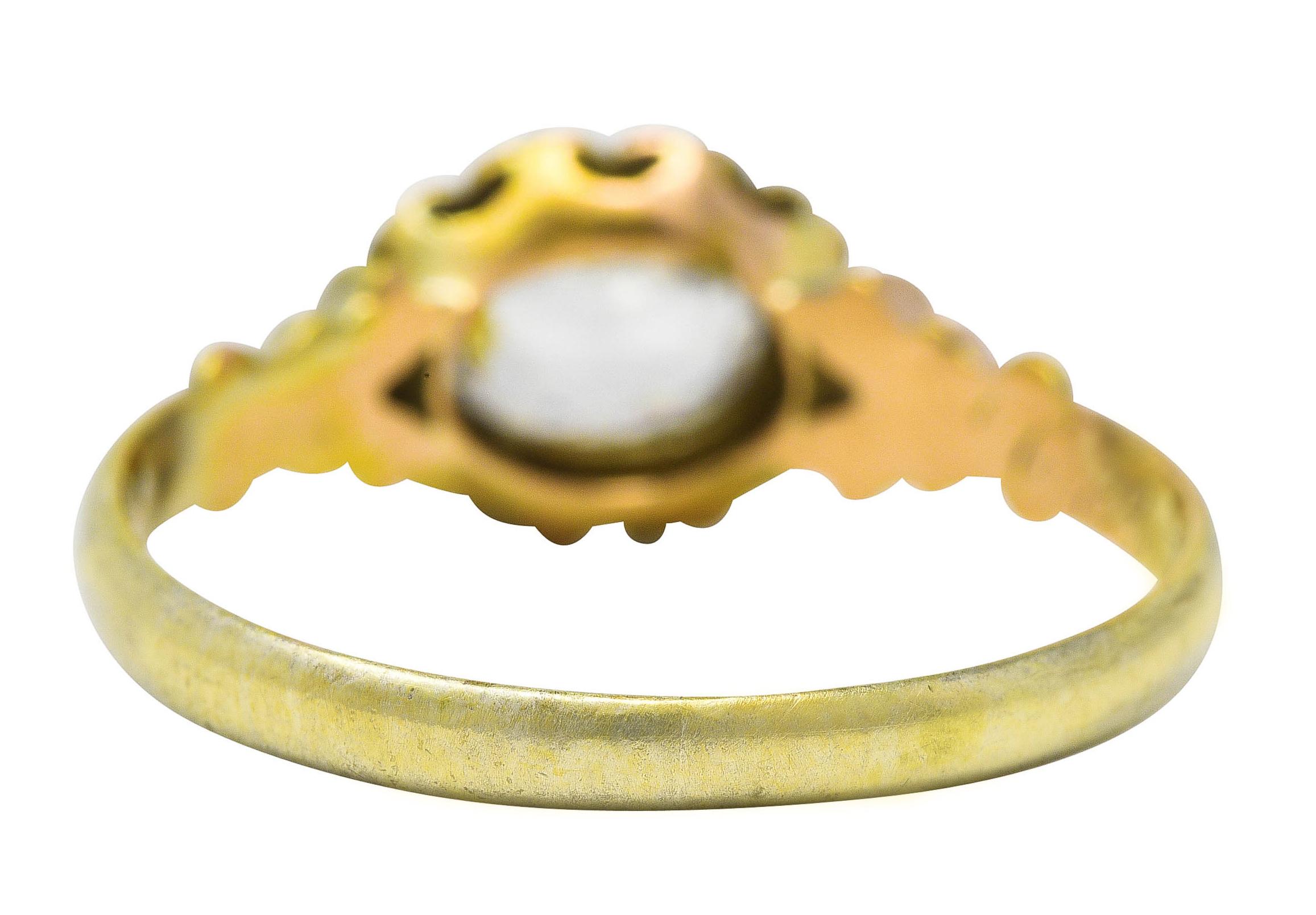 Victorian Antique Oval Cut Diamond 14 Karat Yellow Gold Engagement Ring