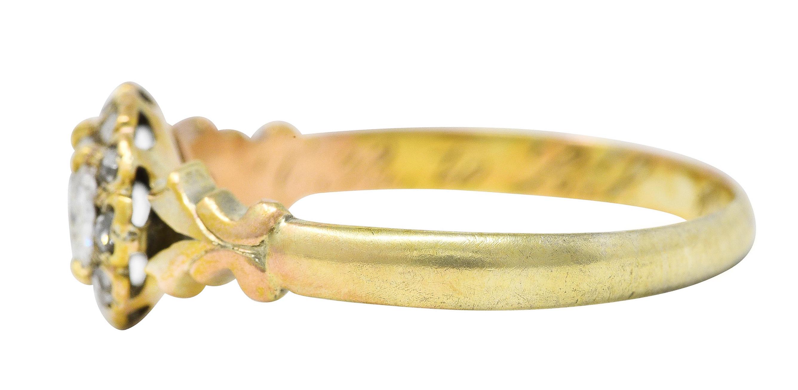 Antique Oval Cut Diamond 14 Karat Yellow Gold Engagement Ring In Excellent Condition In Philadelphia, PA