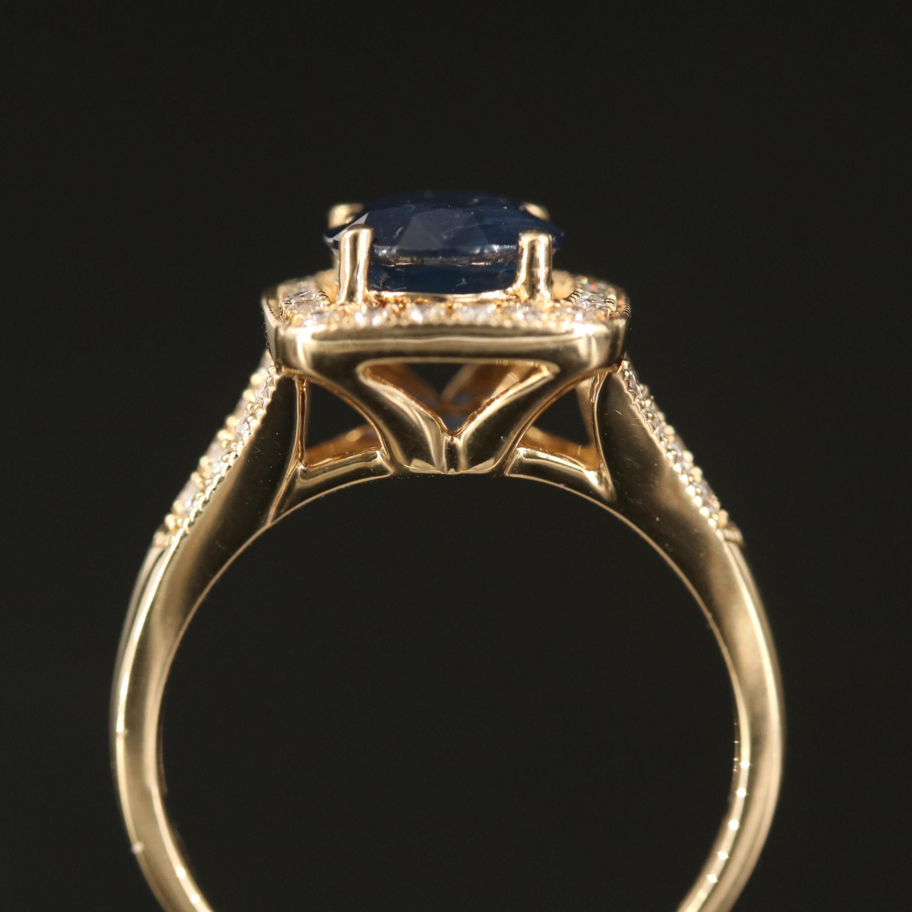 For Sale:  Antique Oval Cut Sapphire Engagement Ring Halo Vintage Diamond Wedding Ring 6