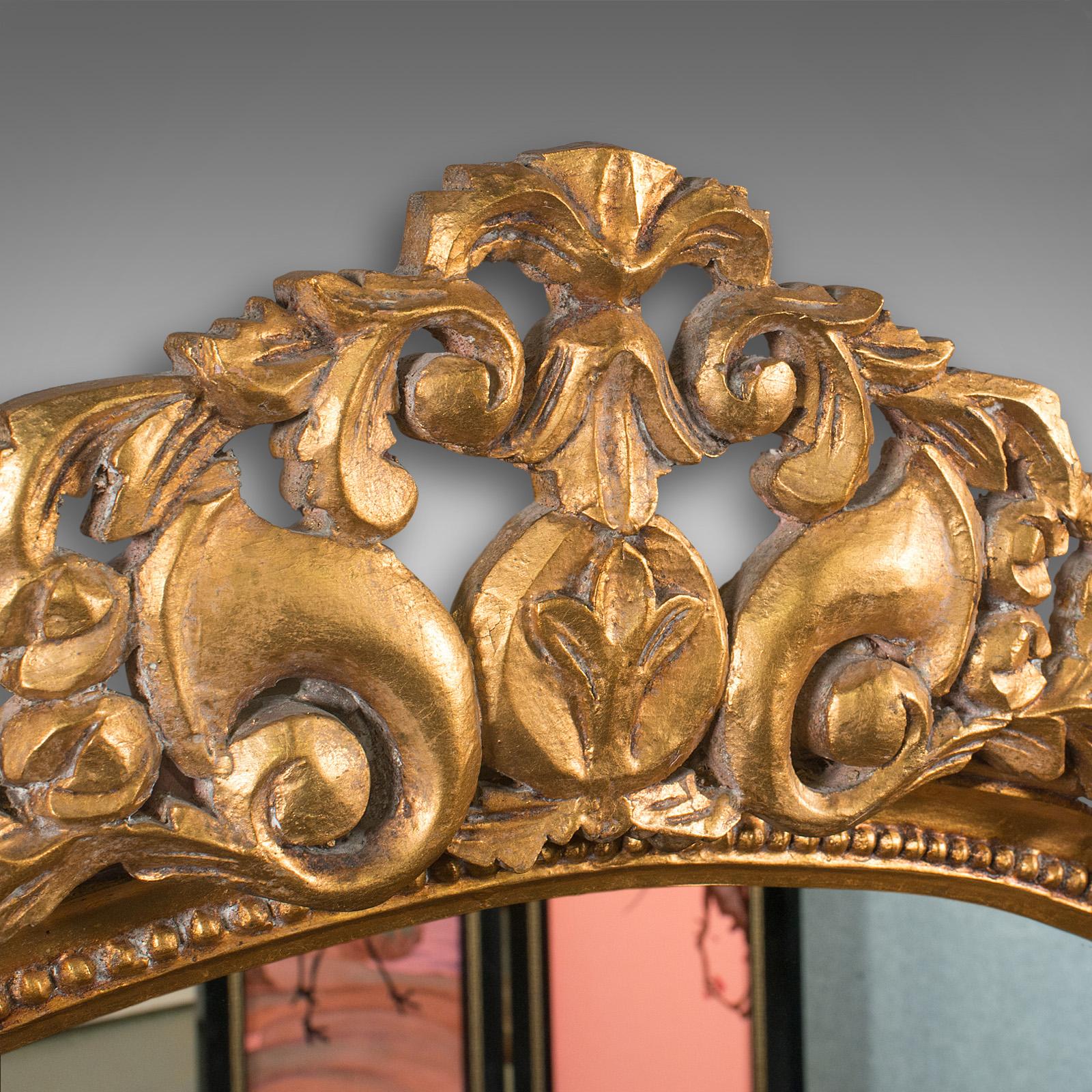 19th Century Antique Oval Decorative Mirror, Italian, Giltwood, Hall, Overmantle, Victorian