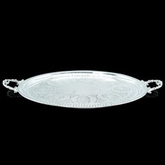 Antique Oval Decorative Serving Tray, English, Silver Plate, Afternoon Tea, 1910