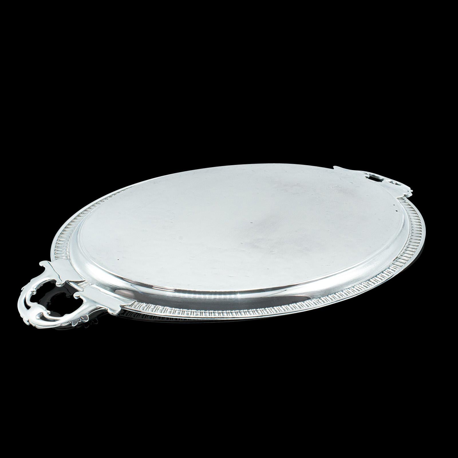 Antique Oval Decorative Serving Tray, English, Silver Plate, Afternoon Tea, 1910 In Good Condition For Sale In Hele, Devon, GB