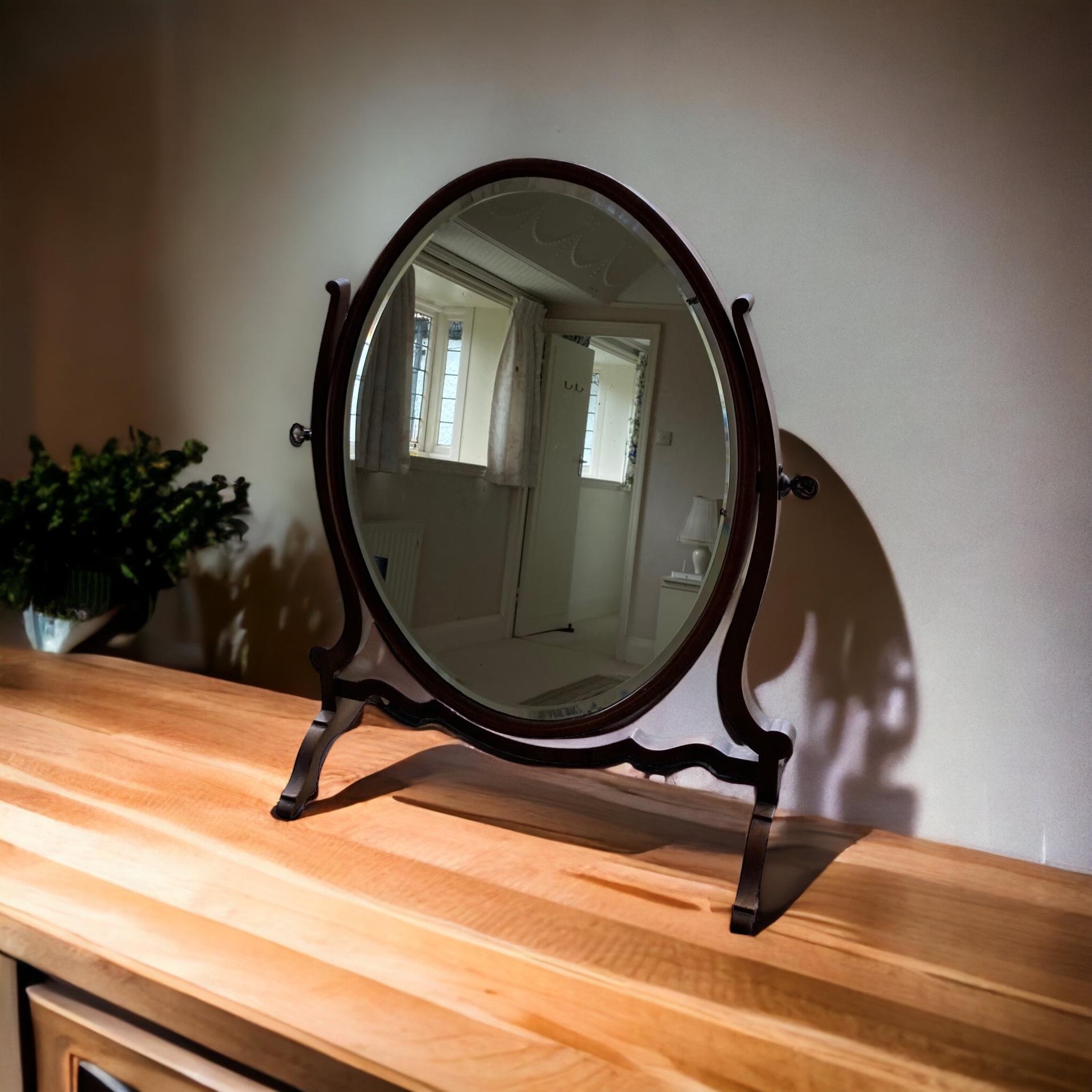 British Antique Oval Dressing Mirror late 19th Century Victorian