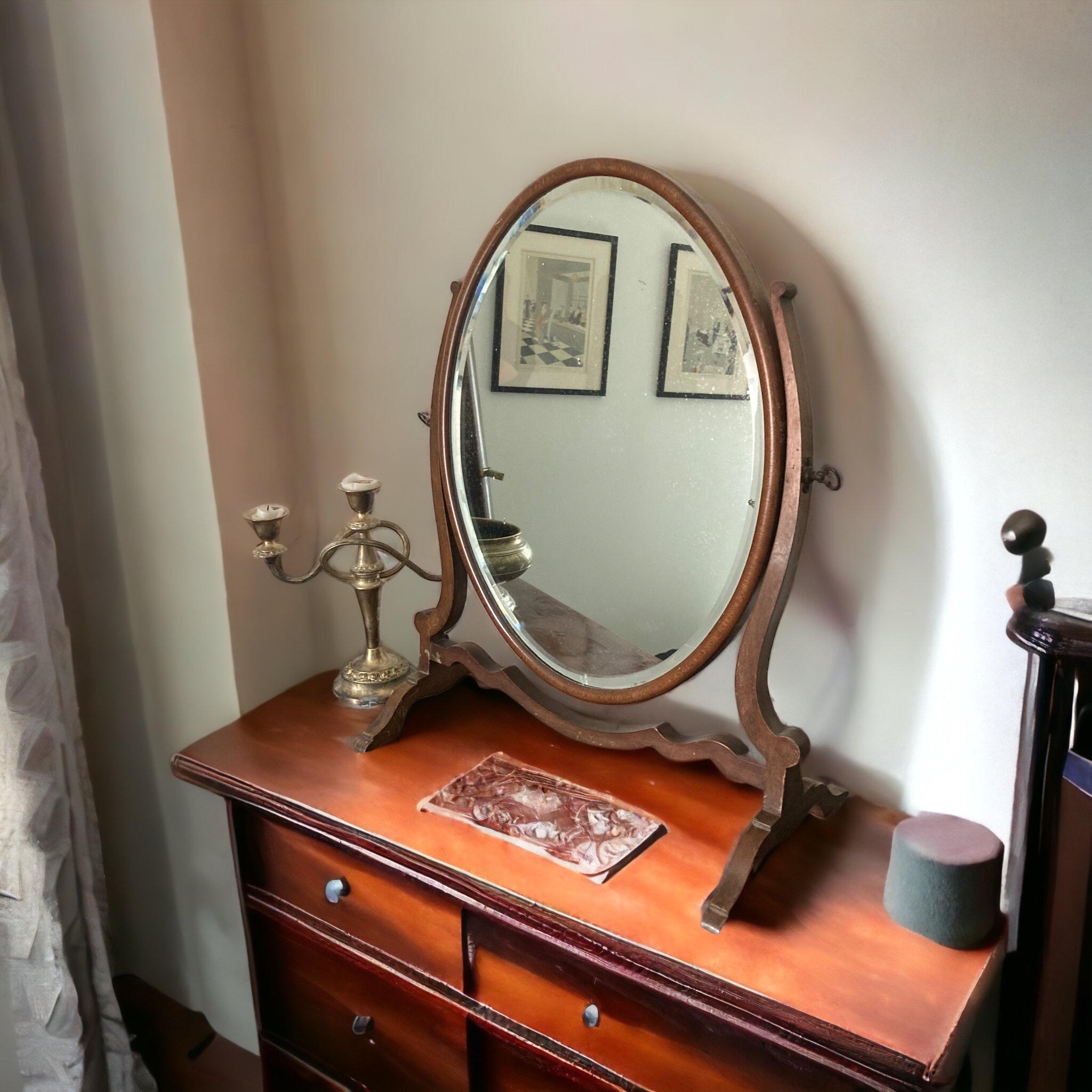 Antique Oval Dressing Mirror late 19th Century Victorian For Sale 2