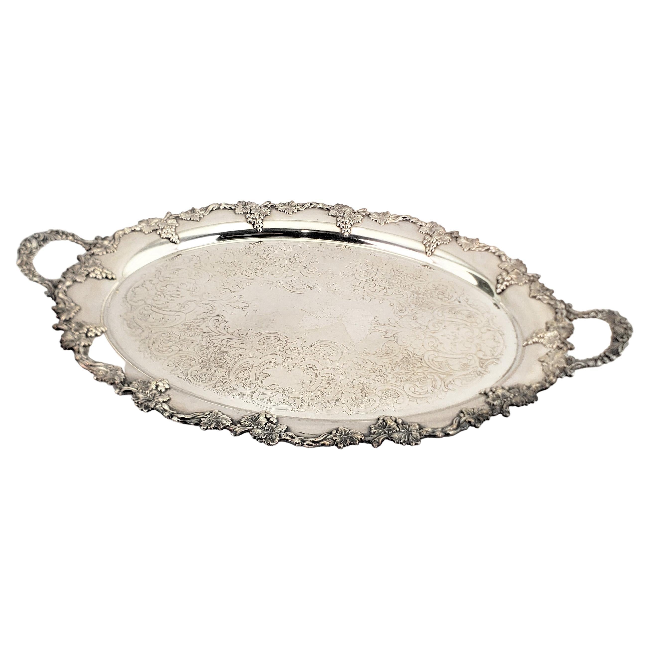 Antique Oval English Silver Plated Serving Tray with Grape and Leaf  Decoration For Sale at 1stDibs | oval silver serving tray, silver serving  platter, antique oval silver tray