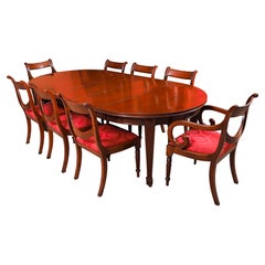 Antique Oval Extending Dining Table 19th C & 8 Swagback Dining Chairs