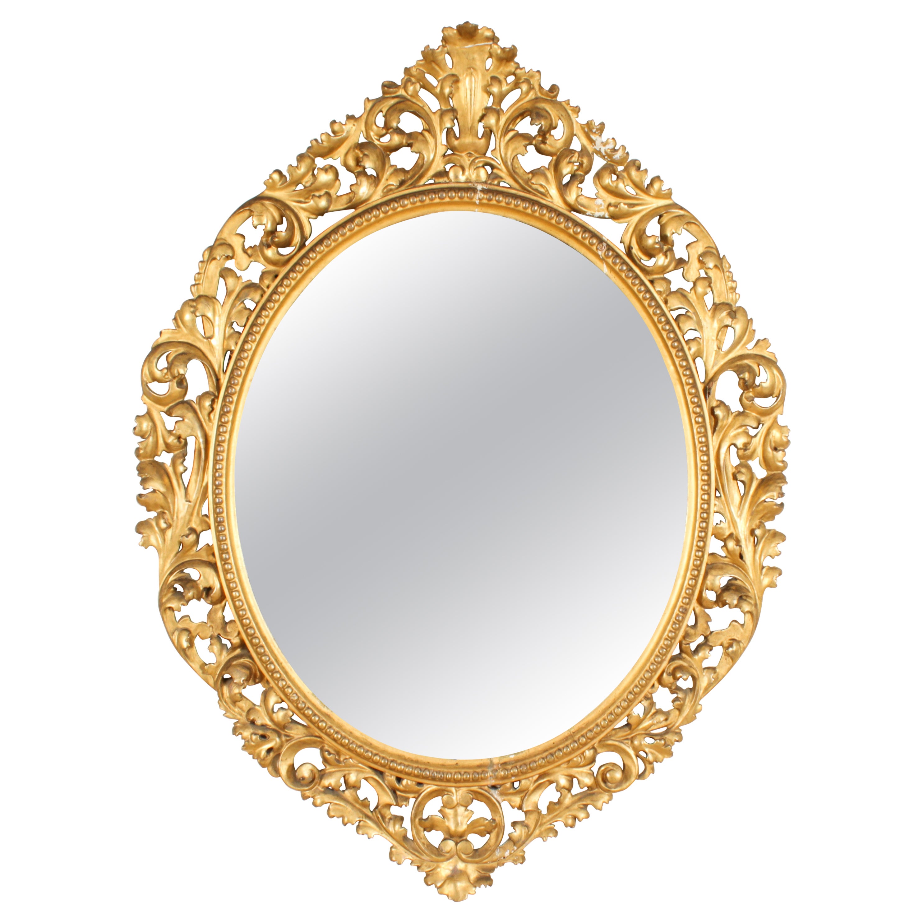 Antique Oval Florentine Giltwood Mirror 19th Century 120x92cm