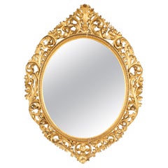 Antique Oval Florentine Giltwood Mirror 19th Century 120x92cm