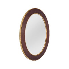 Antique French Mirror in Eichenfurnier mit Vergoldungsdekor, um 1935