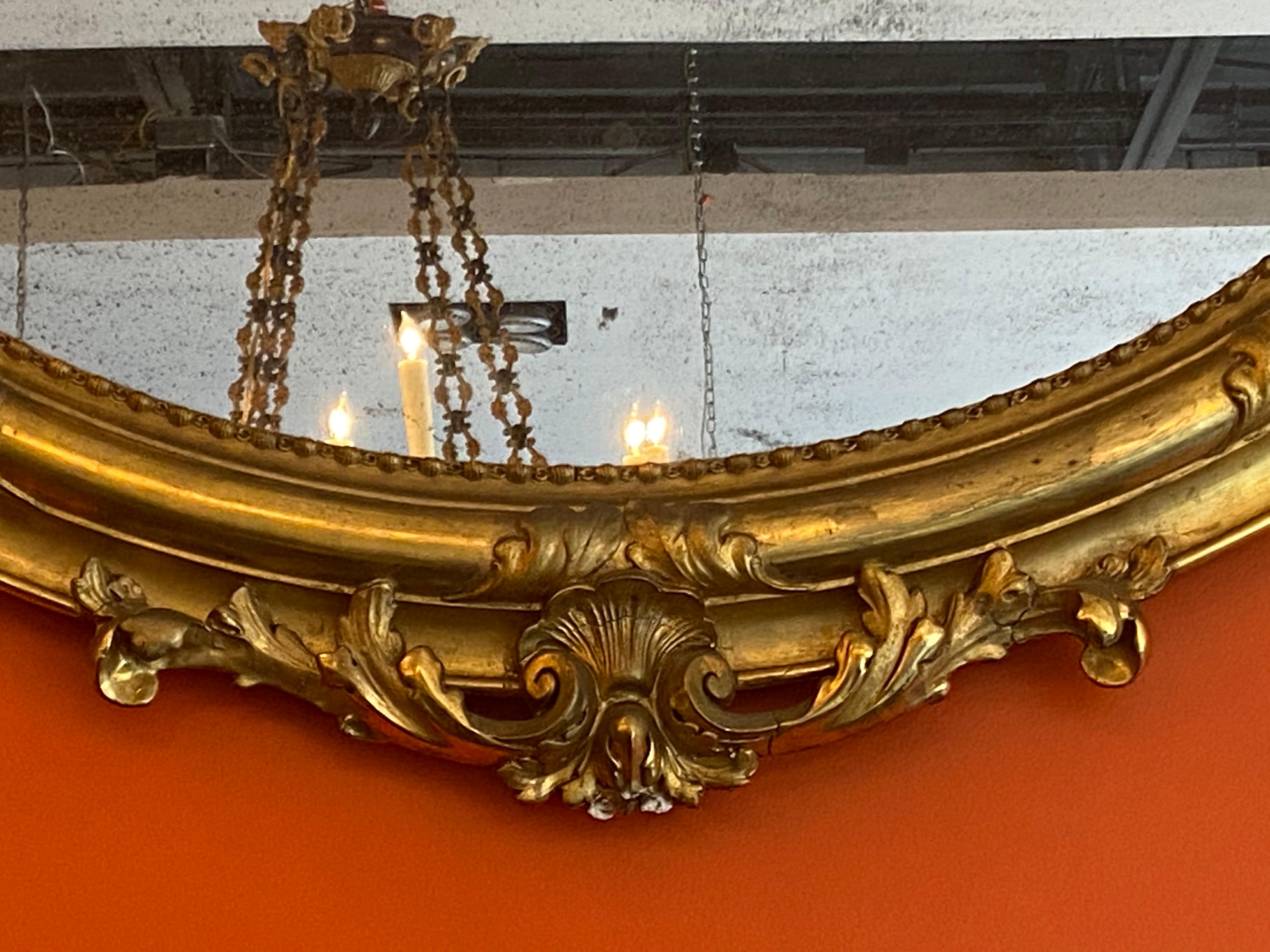 Antiker ovaler vergoldeter Spiegel (Französisch) im Angebot