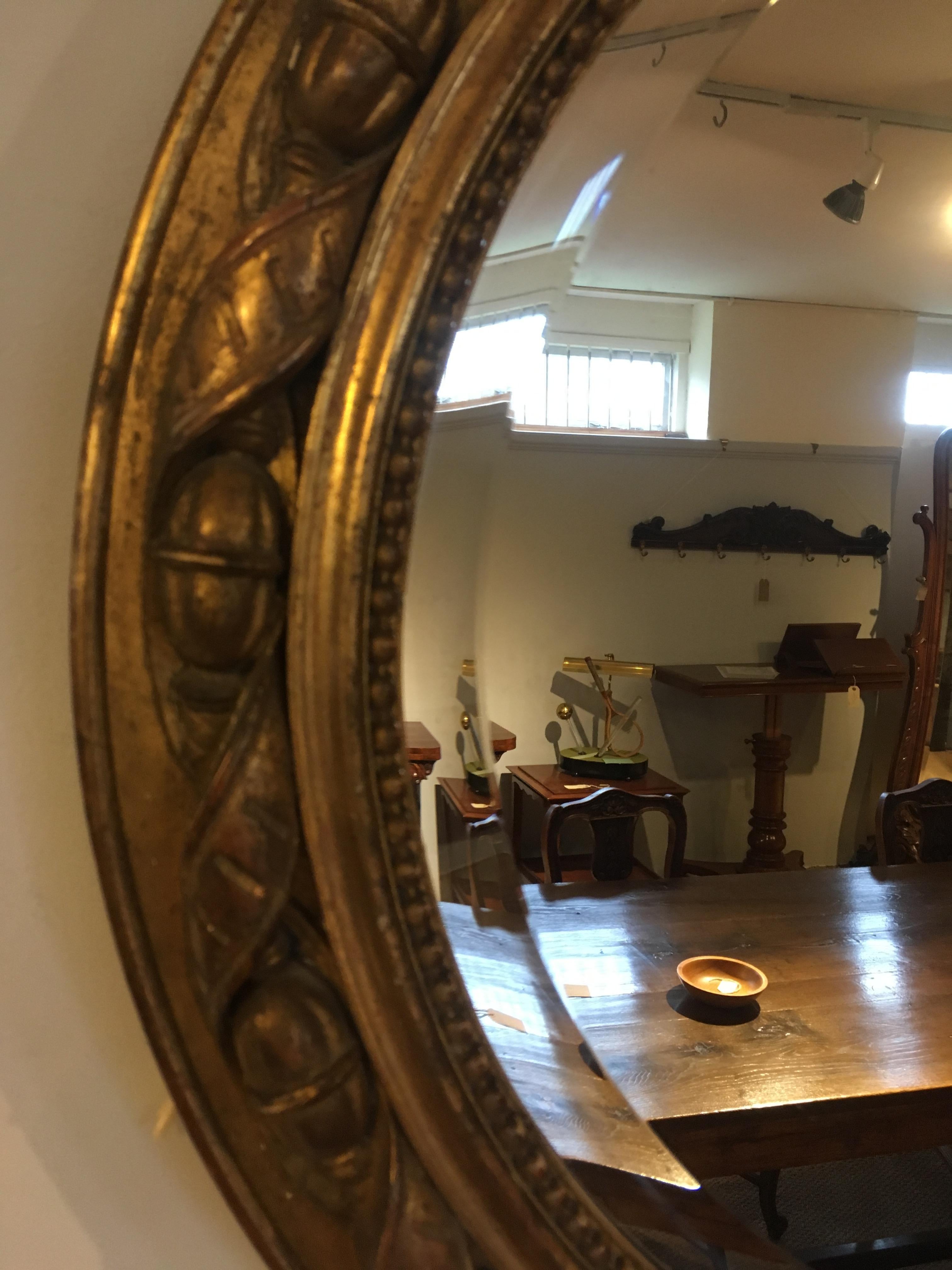 Antique Oval Gilt Mirror In Fair Condition For Sale In Honiton, Devon
