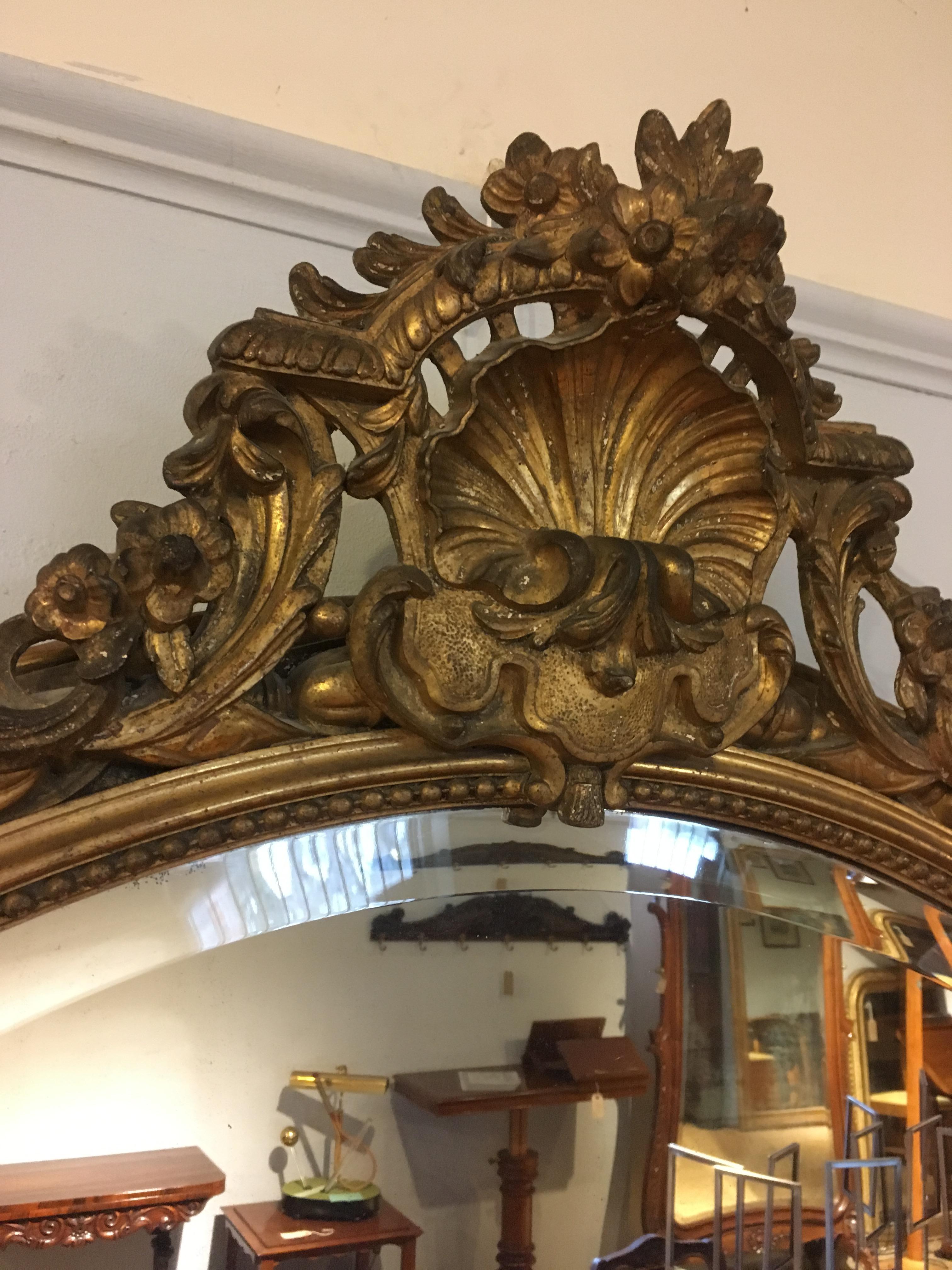 Late 19th Century Antique Oval Gilt Mirror For Sale
