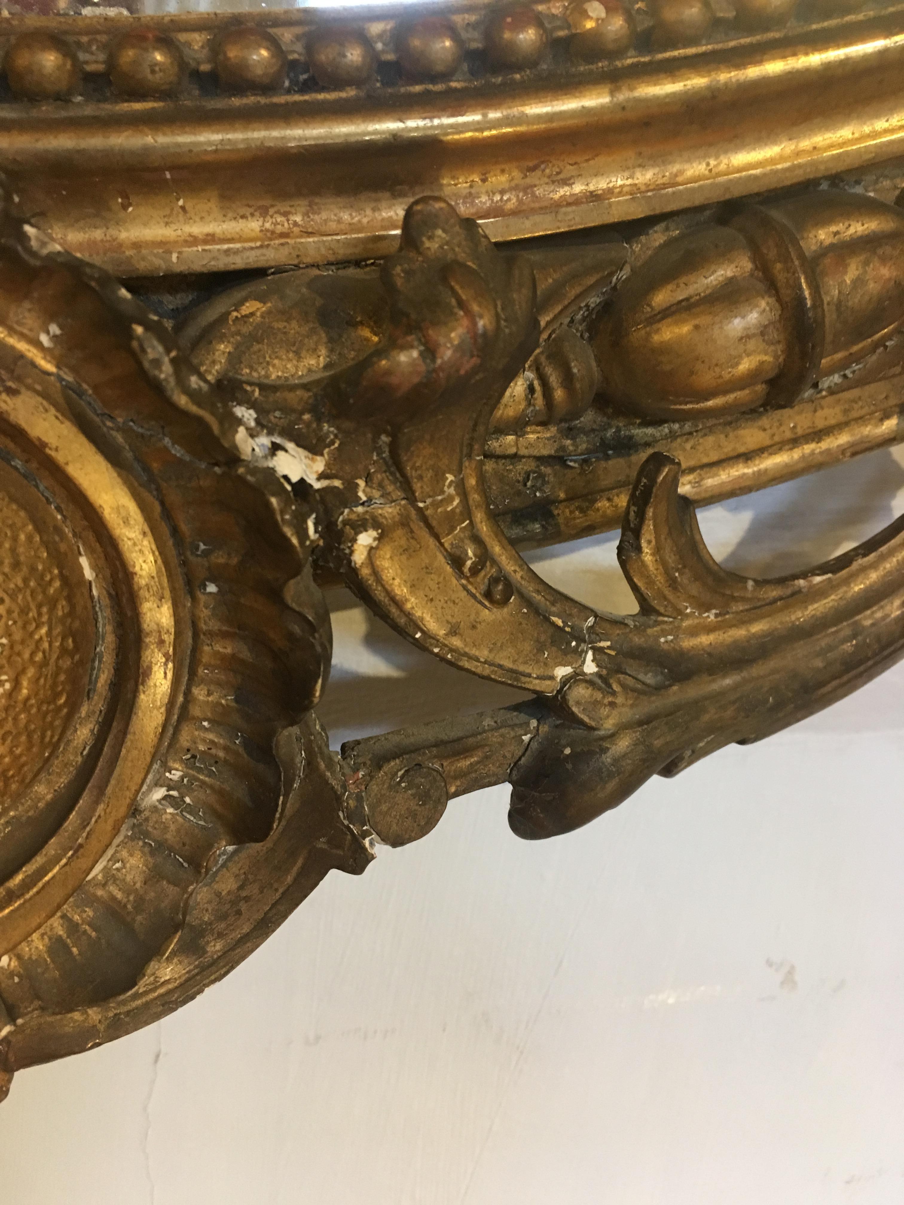 Antique Oval Gilt Mirror For Sale 2