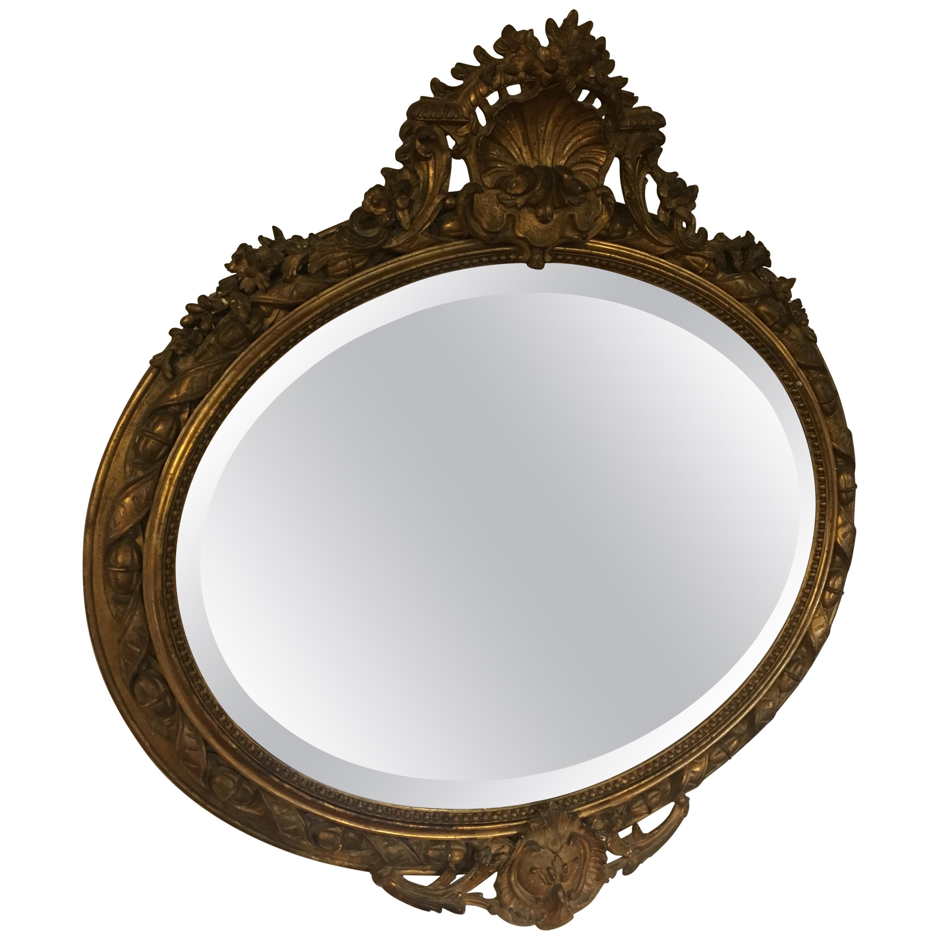 Antique Oval Gilt Mirror For Sale
