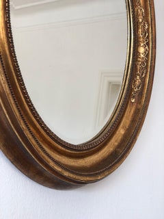Antique French Oval Giltwood Mirror – Late 19th Century