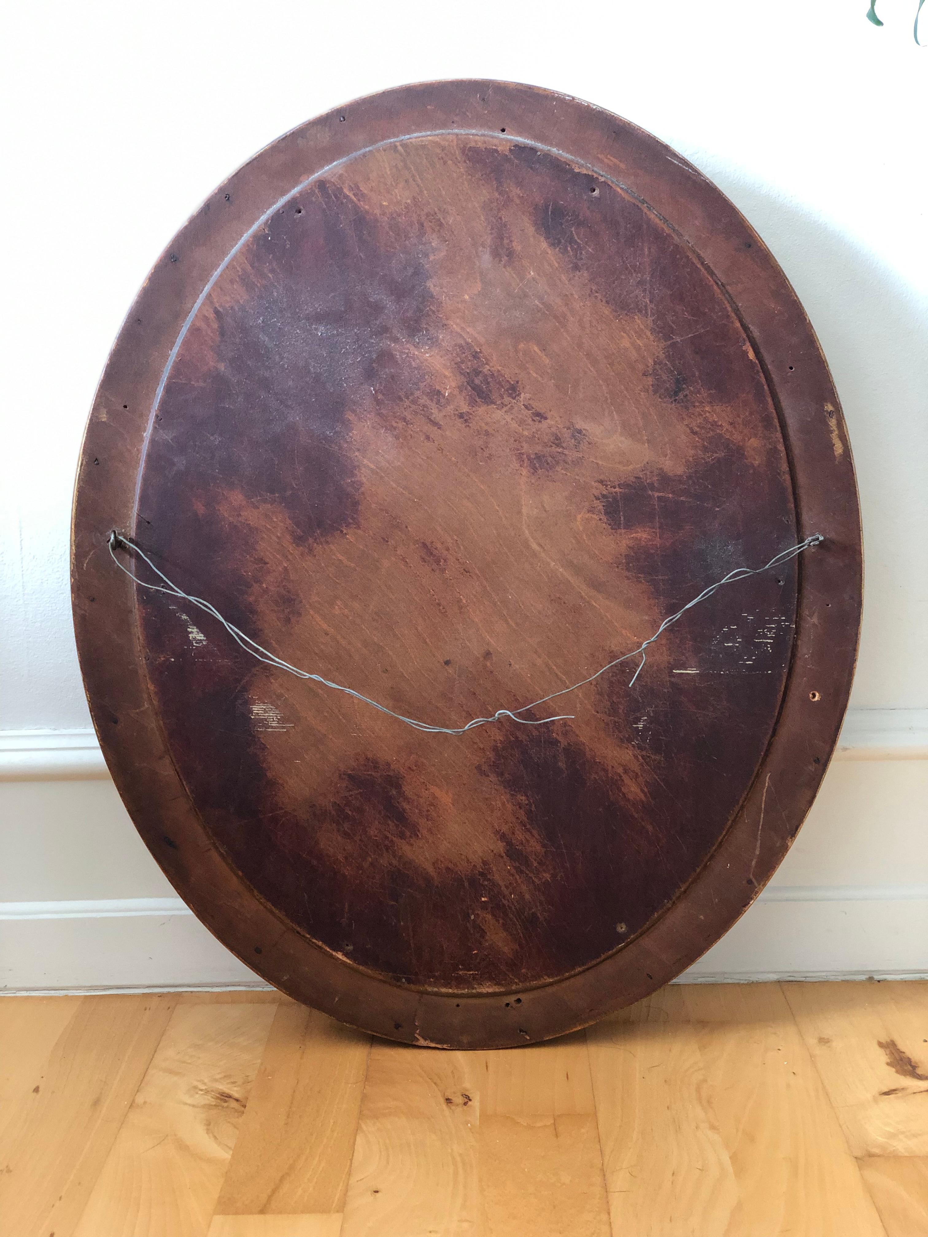 Antique Mirror ovale in legno dorato Francia Fine Ottocento in vendita 1