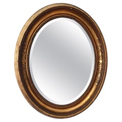 Antique Mirror ovale in legno dorato Francia Fine Ottocento