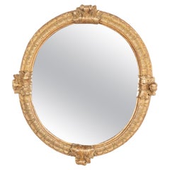 Antique Oval Gold Gilt Mirror, Sweden circa 1820-40