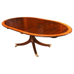 Antique Oval Inlaid Regency Dining Table & Leaf 19th Century