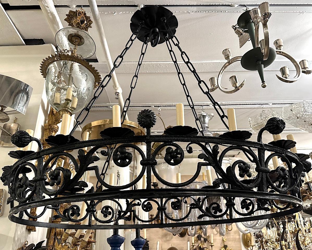 Antique Oval Iron Chandelier For Sale 4