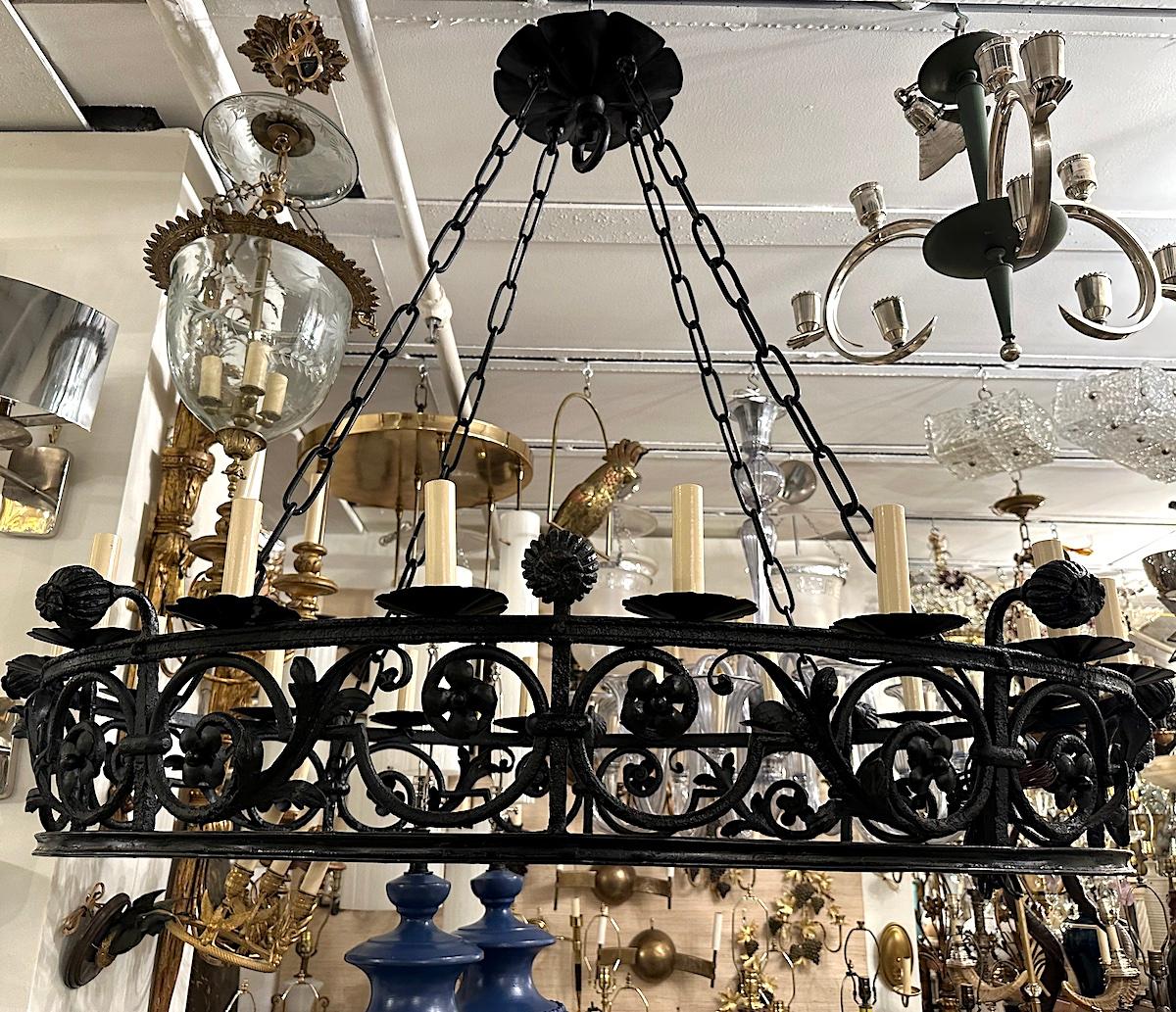 Antique Oval Iron Chandelier For Sale 5
