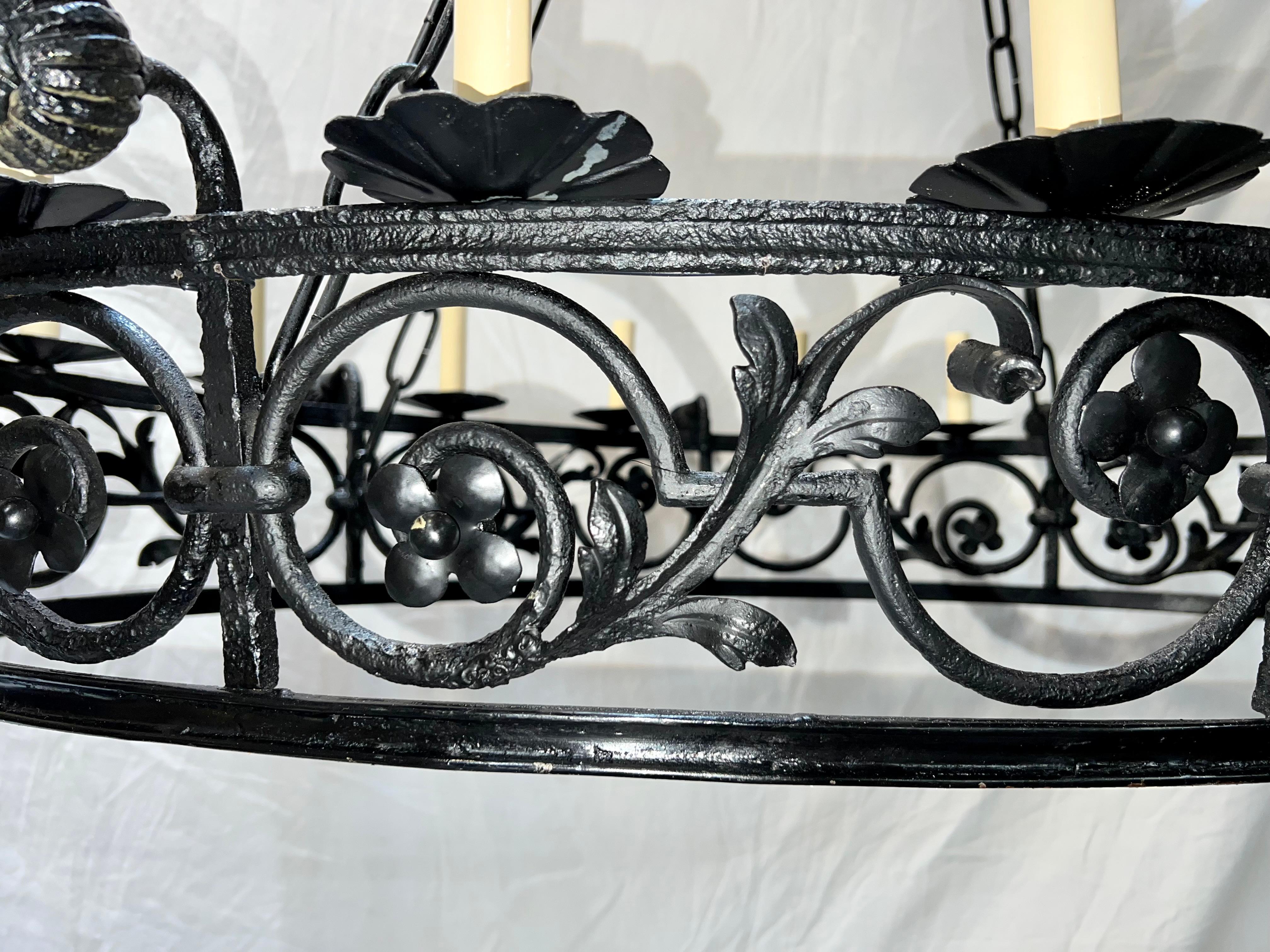 Early 20th Century Antique Oval Iron Chandelier For Sale
