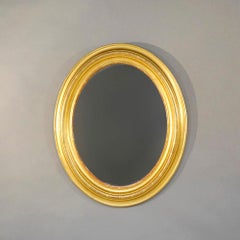Antique Oval Lemon Gilt Framed Wall Mirror Circa 1840