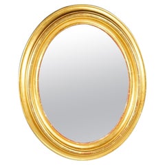 Antique Oval Lemon Gilt Framed Wall Mirror Circa 1840