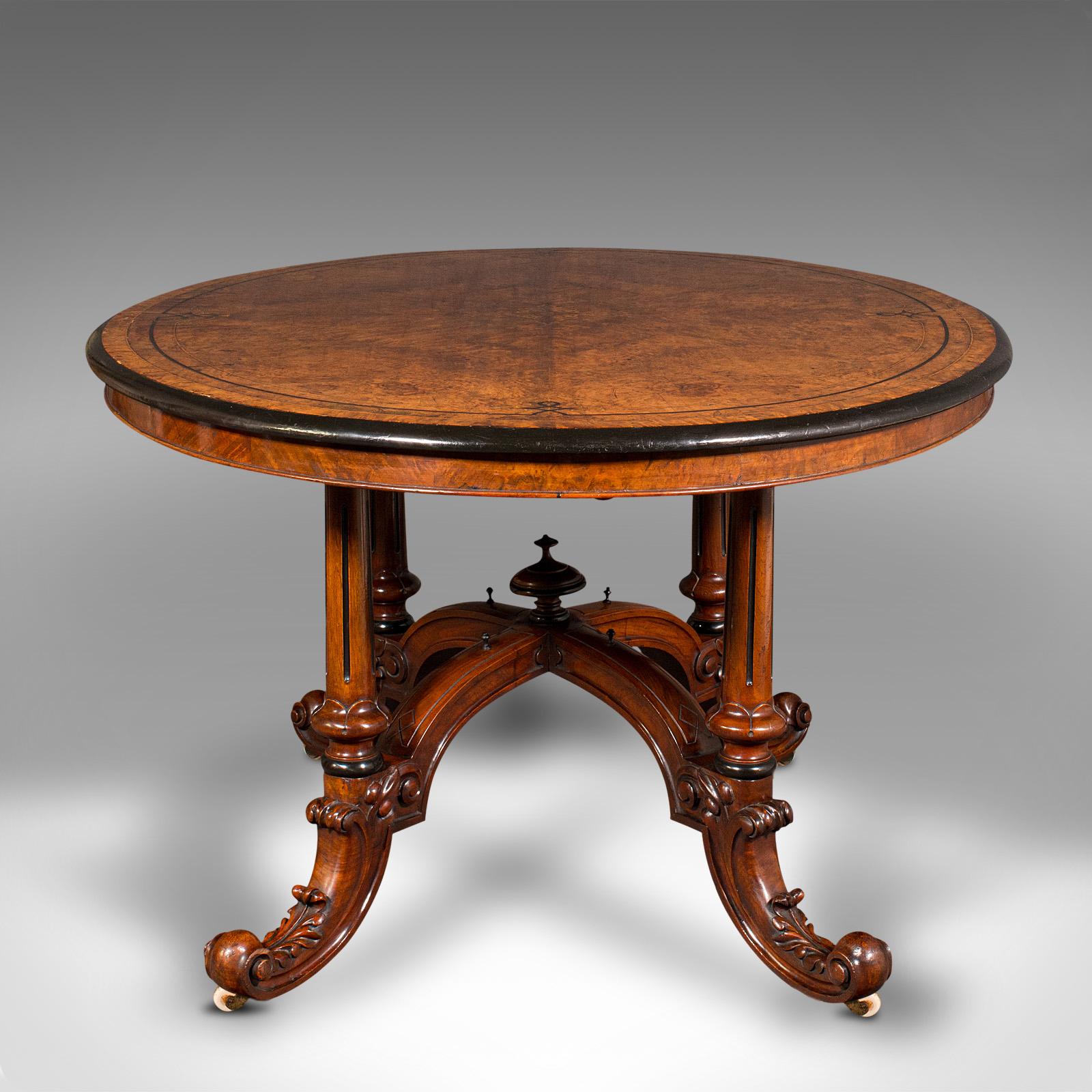 Antique Oval Looe Table, English, Walnut, 4 Seat, Centrepiece, Early Victorian In Good Condition For Sale In Hele, Devon, GB