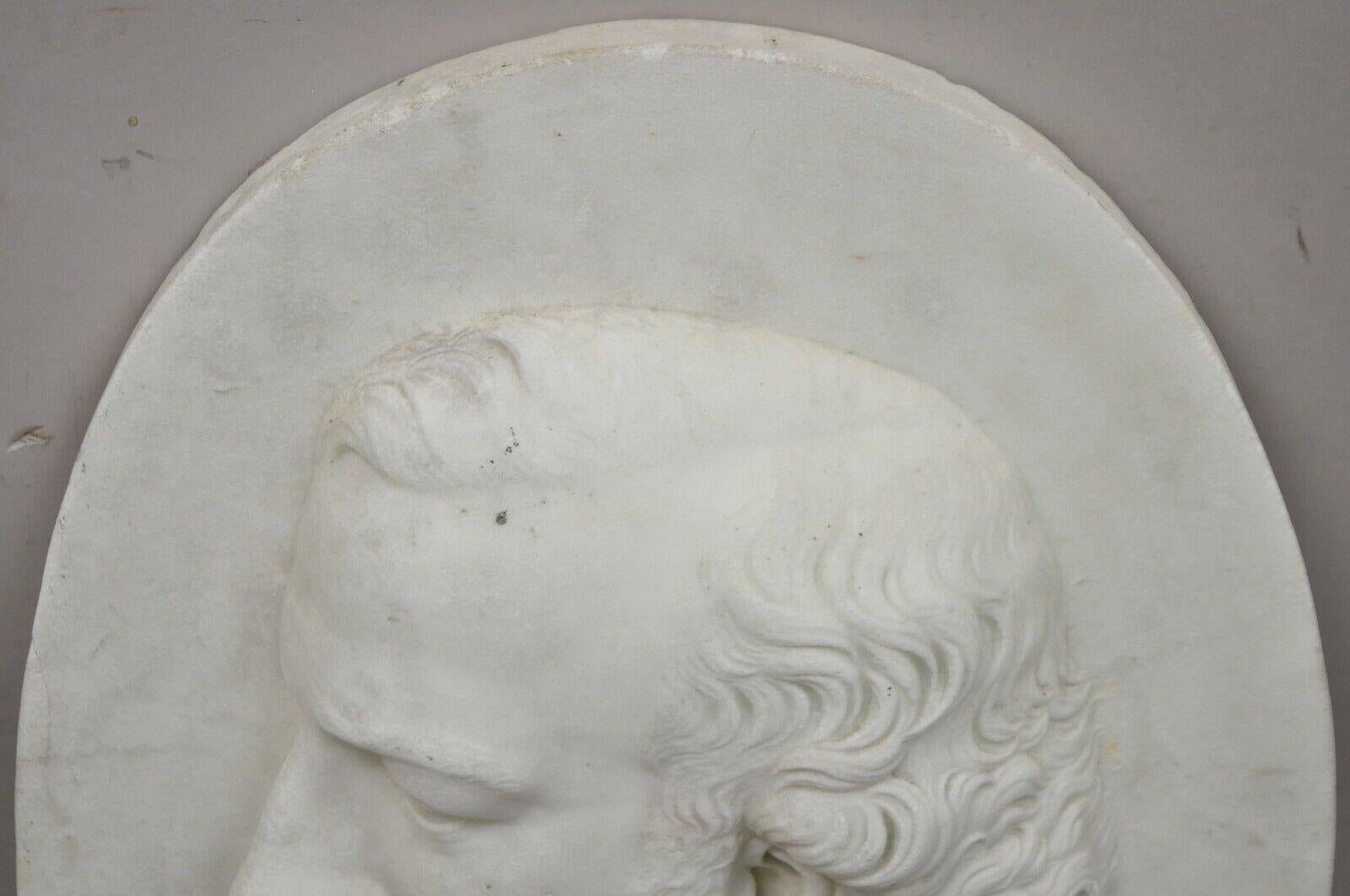 Antike ovale Marmorrelief-Schnitzerei, geschnitzt, 20