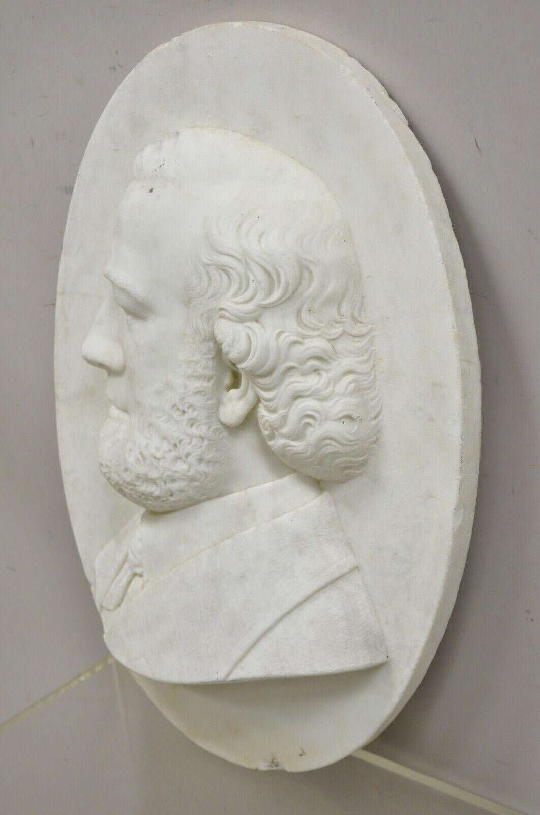 Antike ovale Marmorrelief-Schnitzerei, geschnitzt, 20