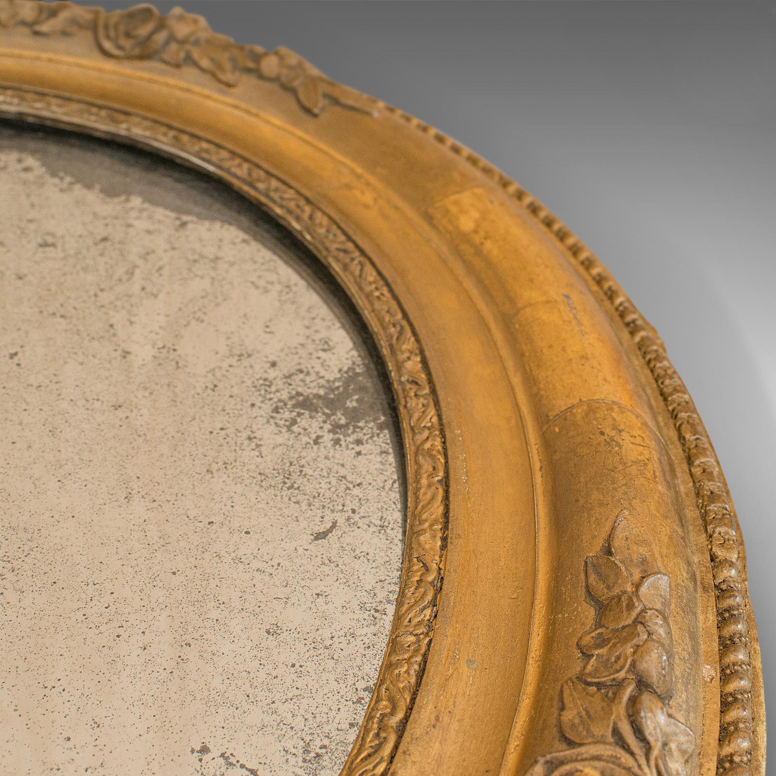 George IV Antique Oval Mirror, English, Gilt Gesso, Mercury Plate, Georgian, circa 1800