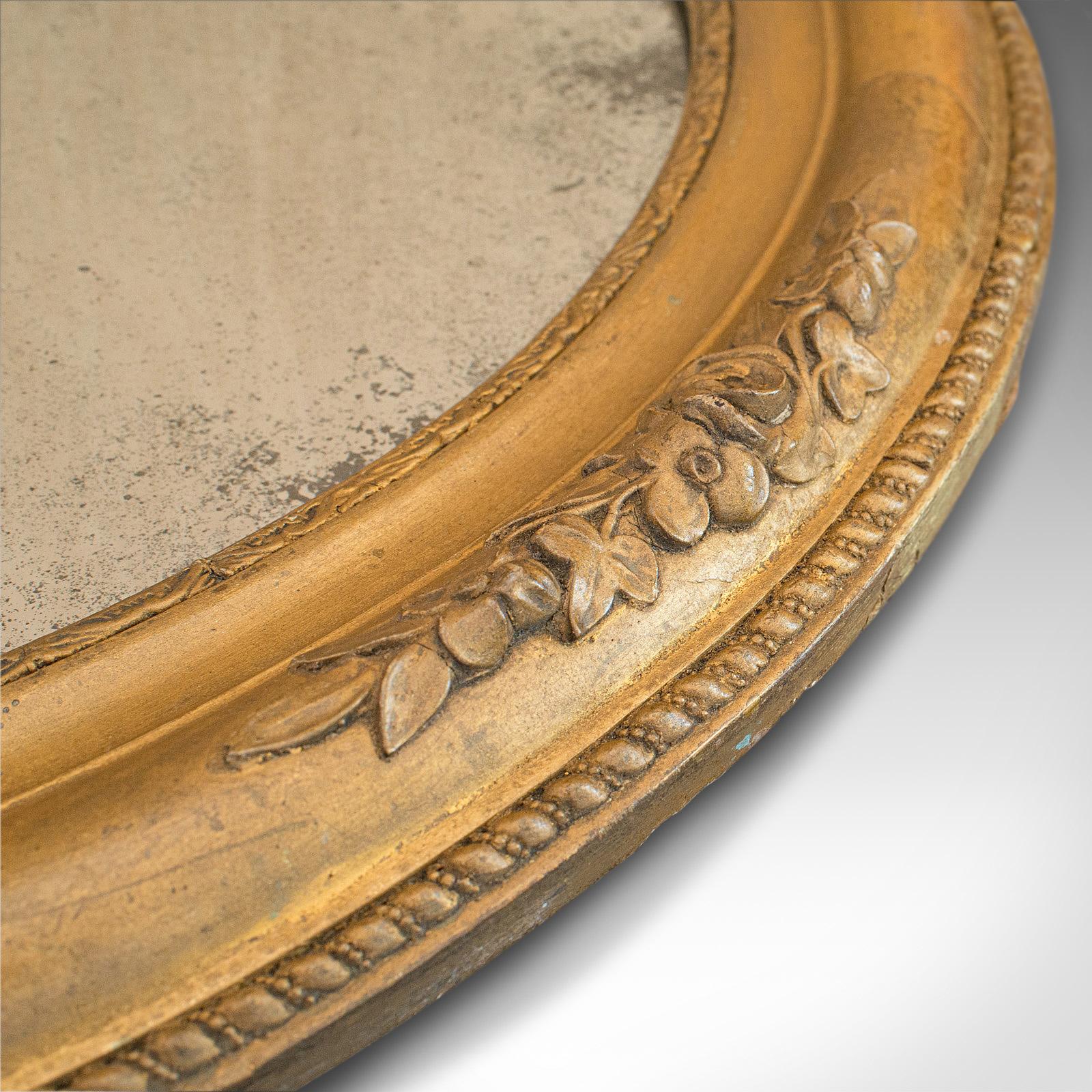 British Antique Oval Mirror, English, Gilt Gesso, Mercury Plate, Georgian, circa 1800