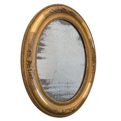 Miroir ovale ancien, anglais, gesso doré, plaque en mercure, géorgien, vers 1800