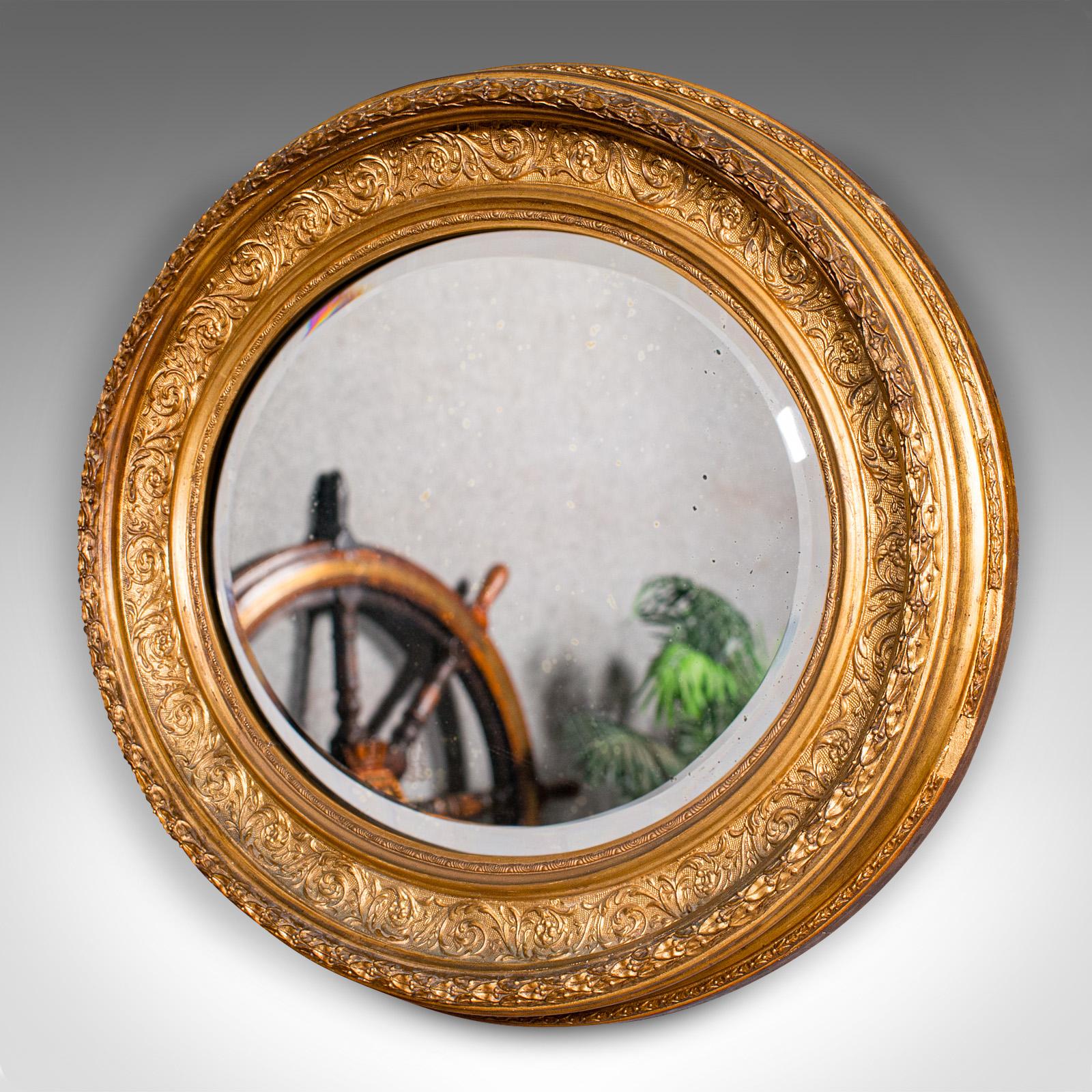 British Antique Oval Mirror, English, Giltwood, Overmantle, Hall, Italianate, Georgian For Sale