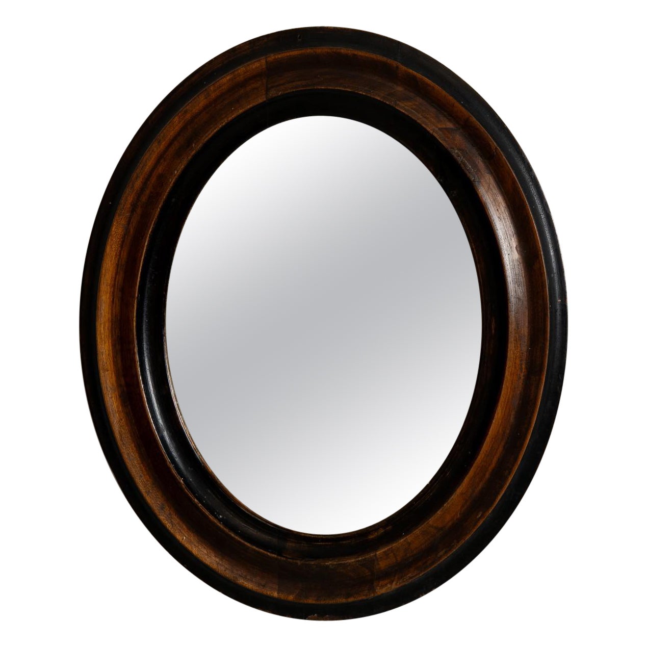 Miroir ovale ancien, en bois et verre, de style français, XIXe siècle en vente