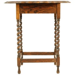Antique Oval Oak End Table, Barley Twist Occasional Table, Scotland 1930, B2402