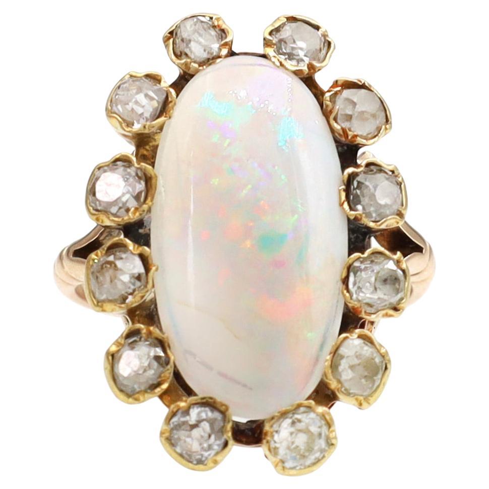 Customizable Australian Opal Ring, 18kt Brushed Yellow Gold, 2.29 Carat
