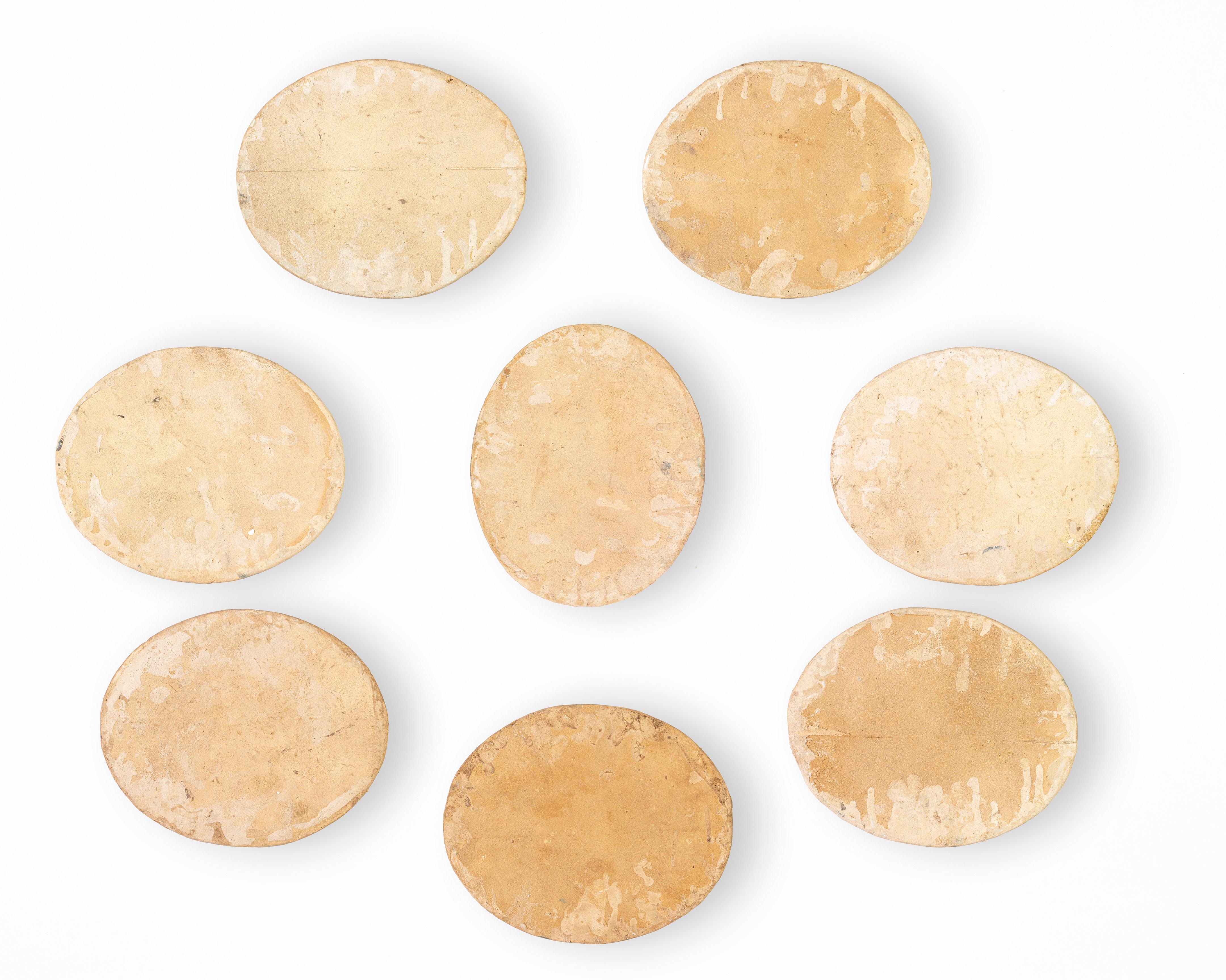 Antique Oval Painted Tiles For Sale 12