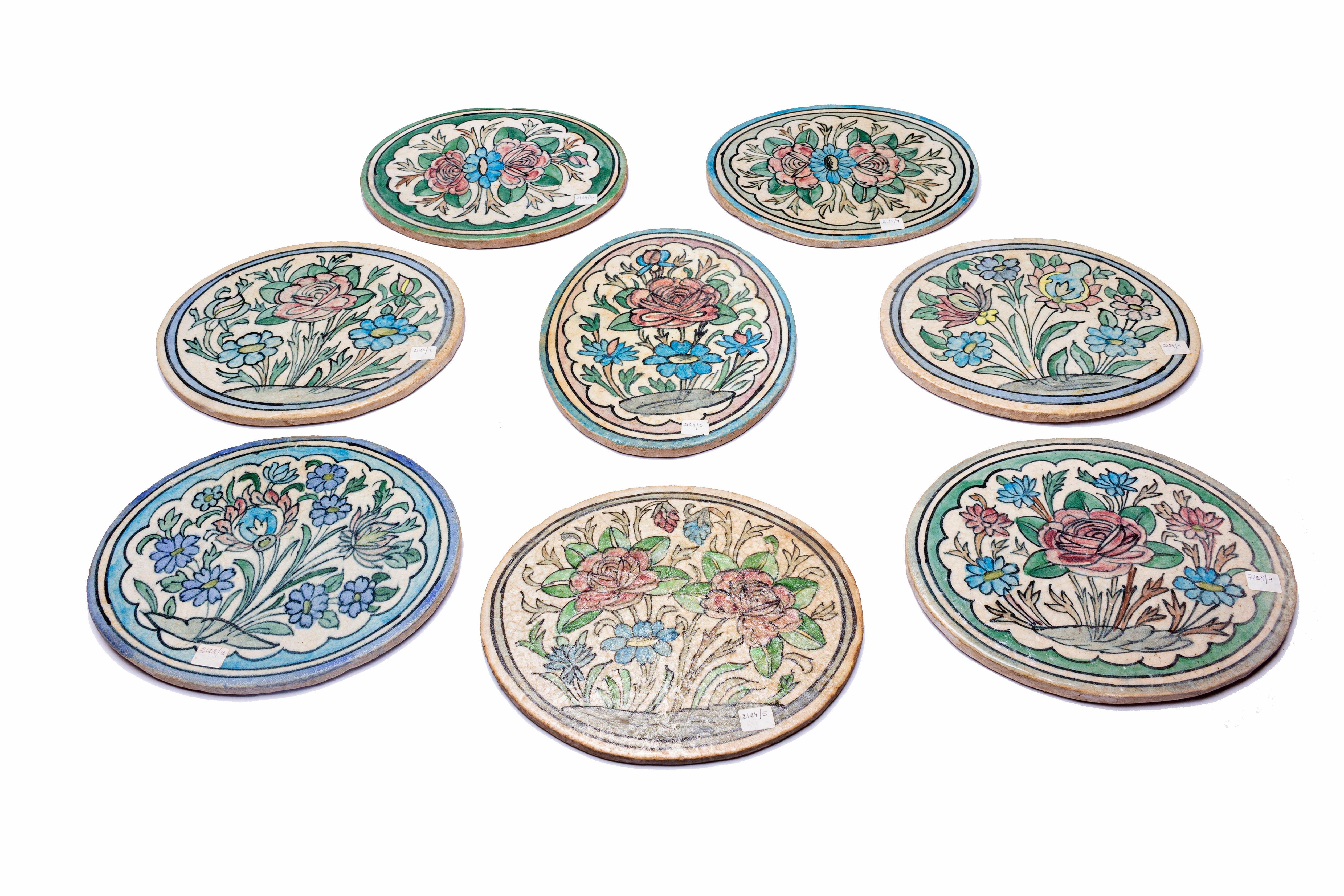 Other Antique Oval Painted Tiles For Sale