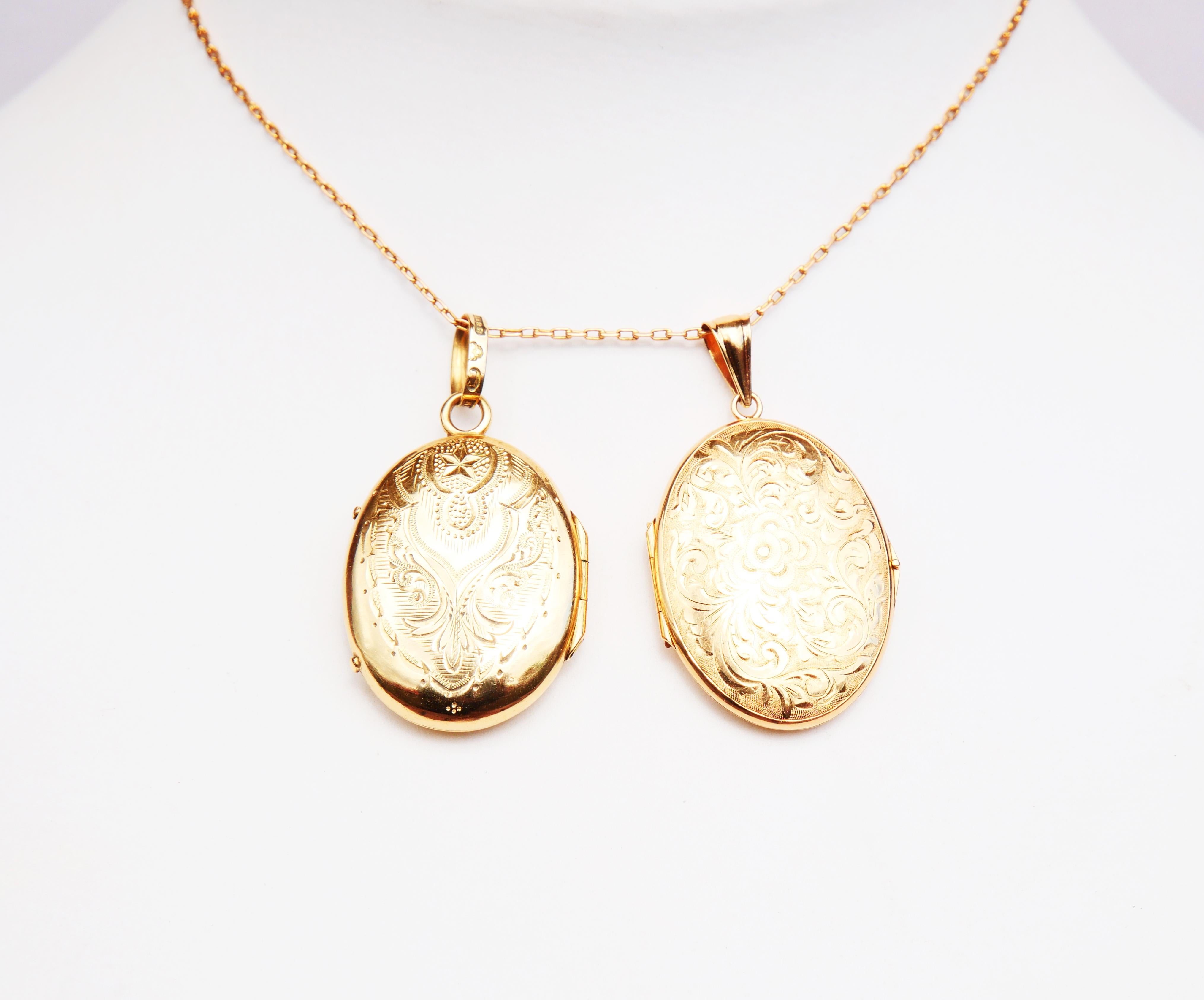 Pendentif médaillon ovale ancien en or jaune 18 carats massif / 6 g en vente 6